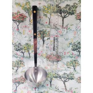 Vintage Stainless Steel Japan Kitchen Ladle w/ Black Handle ~ About 11" Long ~